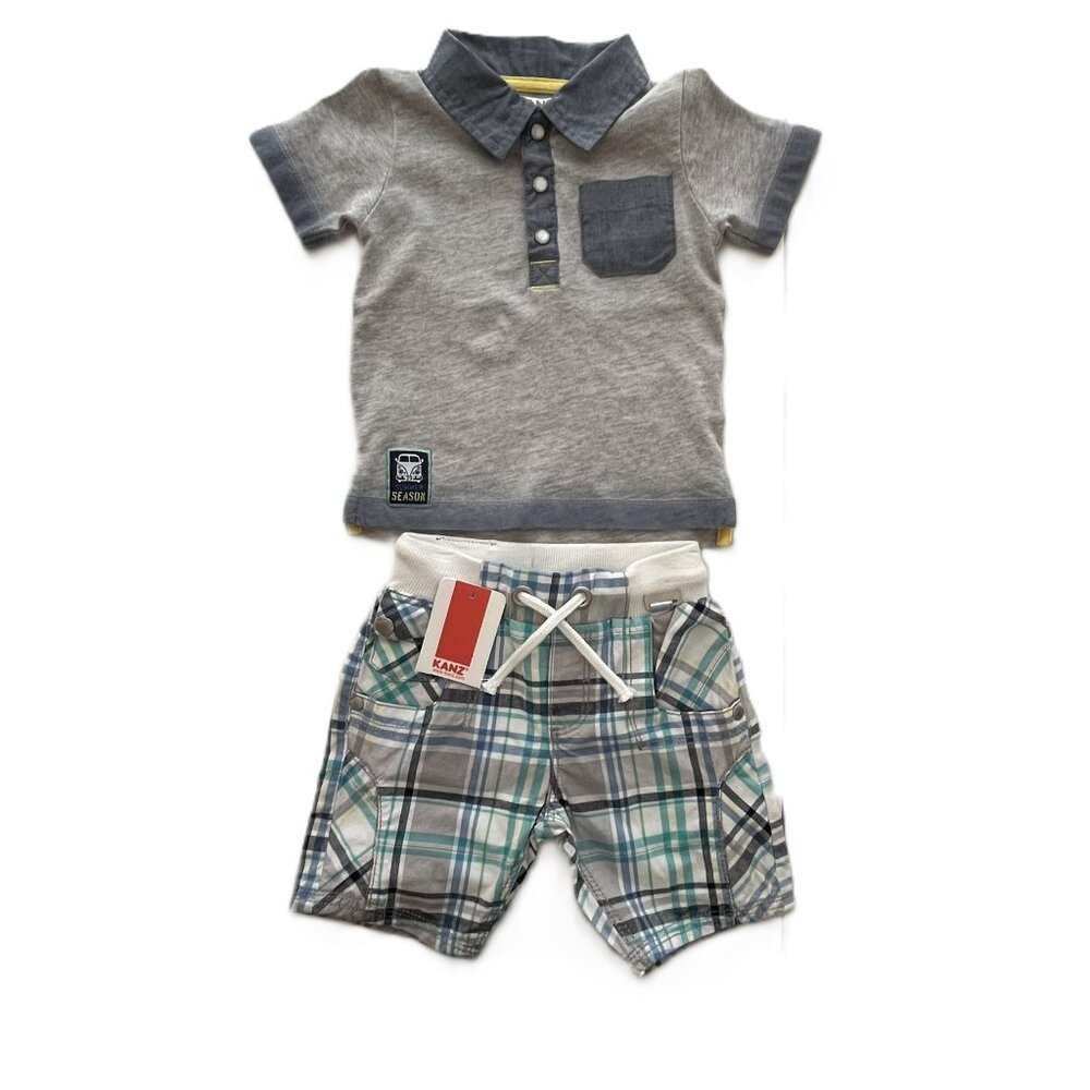 KANZ Baby Boy Cotton Short Set Size 6M, Beach Summer Preppy Handsome